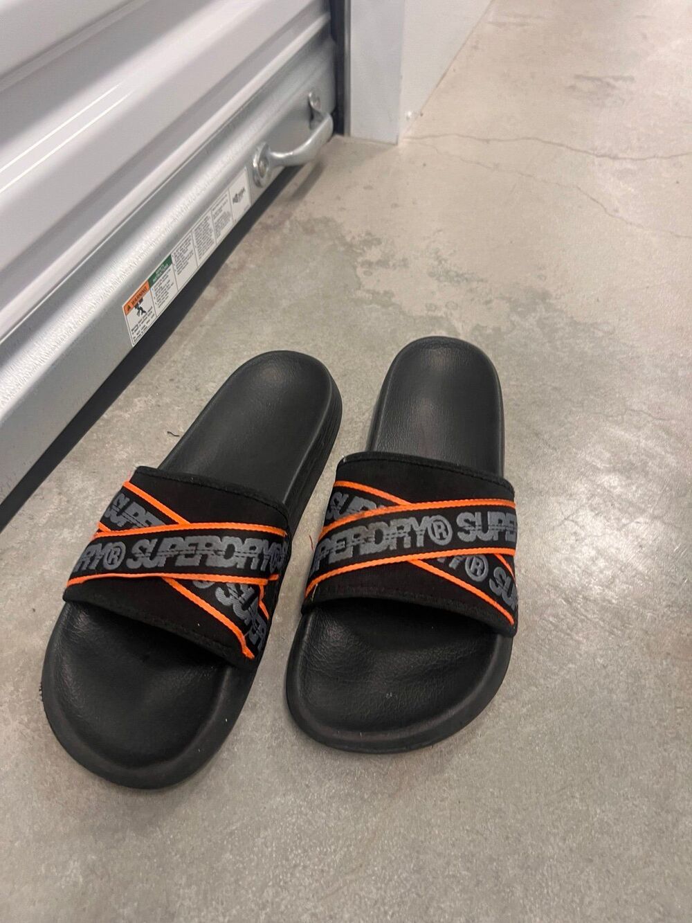 Superdry Orange & Black Slides Size 9M
